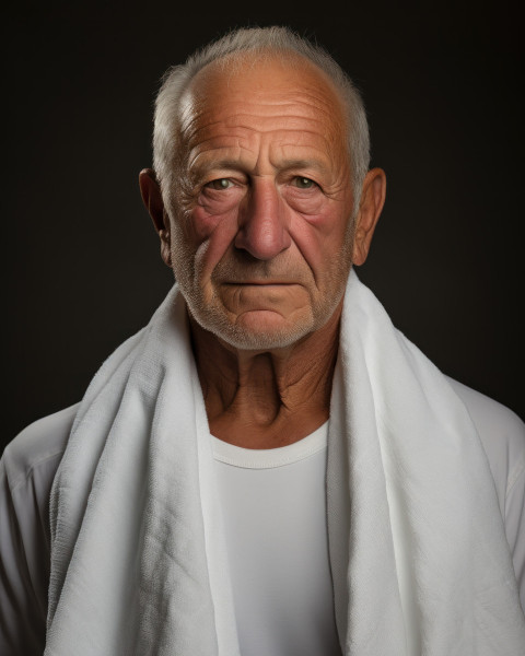 Portrait of senior holding gym towel