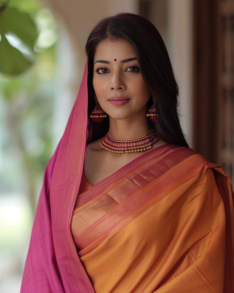 Beautiful woman in marathi sari showcasing traditional attire