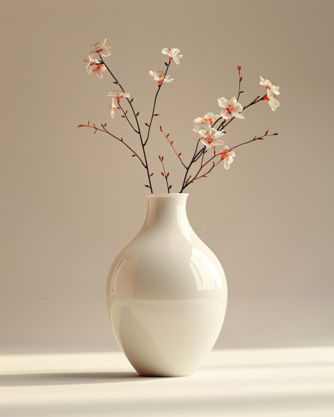 Minimal 3D render of a modern ceramic vase on warm beige background