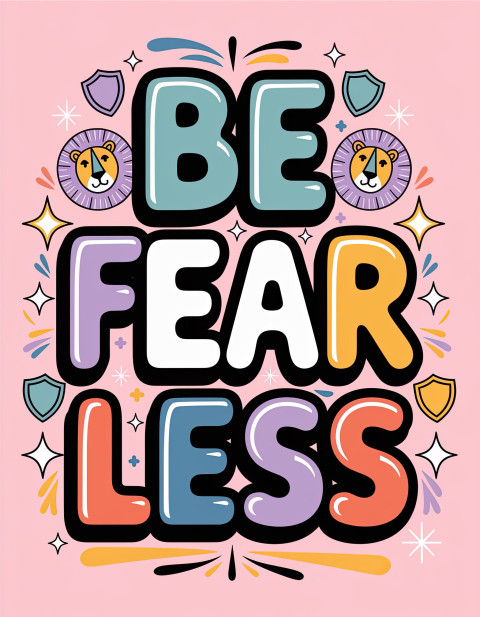 Motivational quote "Be fearless" with pastel colorful typography