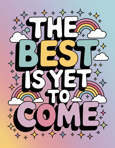 Motivational quote "The best is yet to come" with pastel typography
