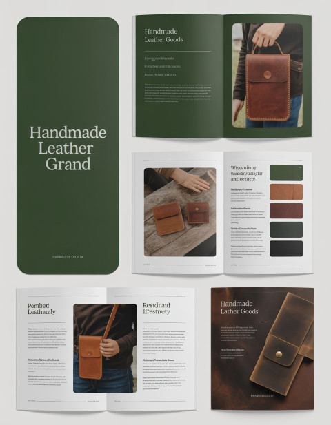 Leather catalog in forest green and brown