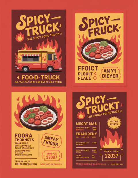Spicy food flyer with red and gold tones
