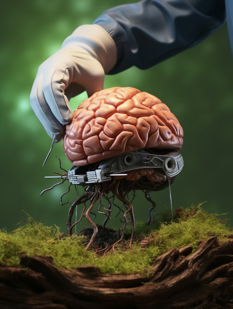 a brain being transplanted from one body to another, human brain