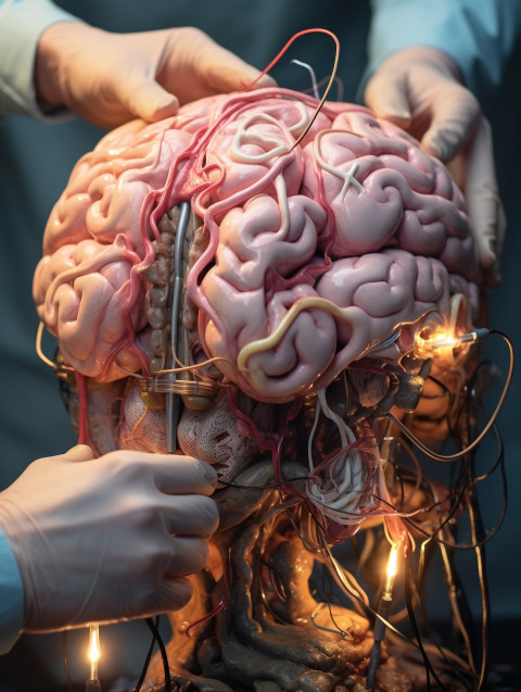 a brain being transplanted from one body to another, human brain