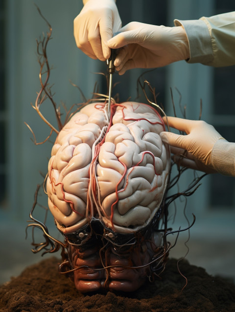 a brain being transplanted from one body to another, human brain