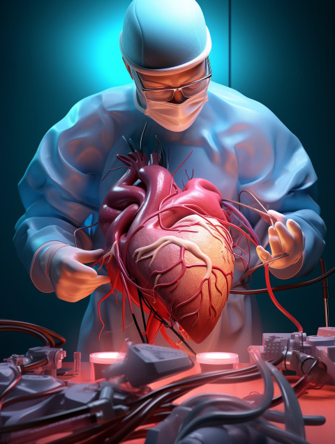 A surgeon performing open-heart surgery, Health and Medical stock image