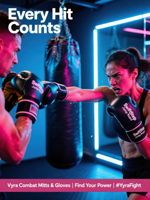 Fierce woman boxer throws a strong punch at trainer mitts in slow motion Fierce woman boxer throws a strong punch at trainer mitts in slow motion