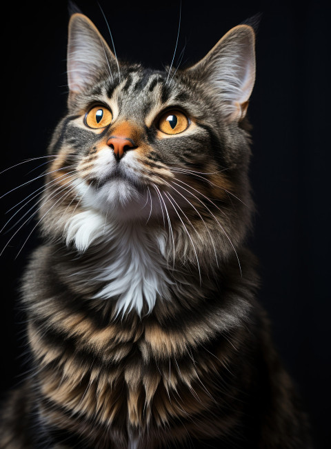 Cat sitting on black background