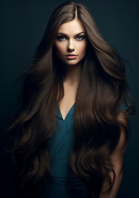 a young woman has dark and heavy long hair