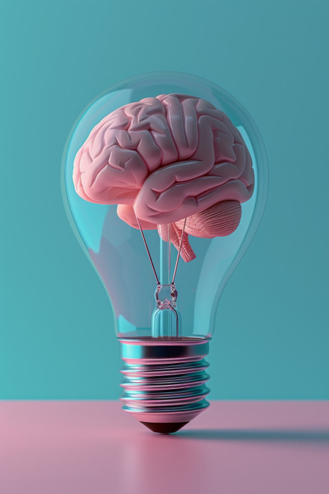 Brain inside light bulb
