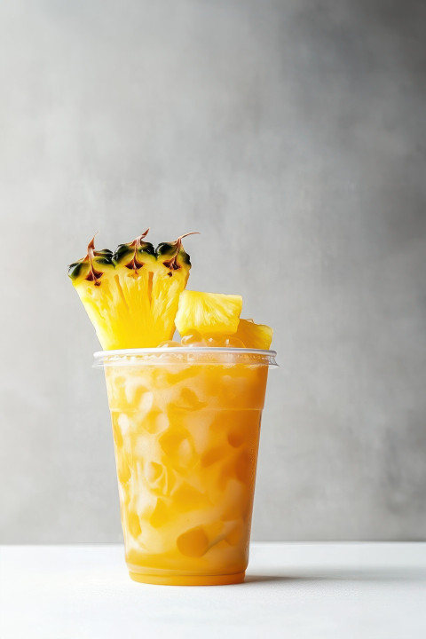 Yellow boba tea with pineapple and black pearls boba tea pineapple flavor