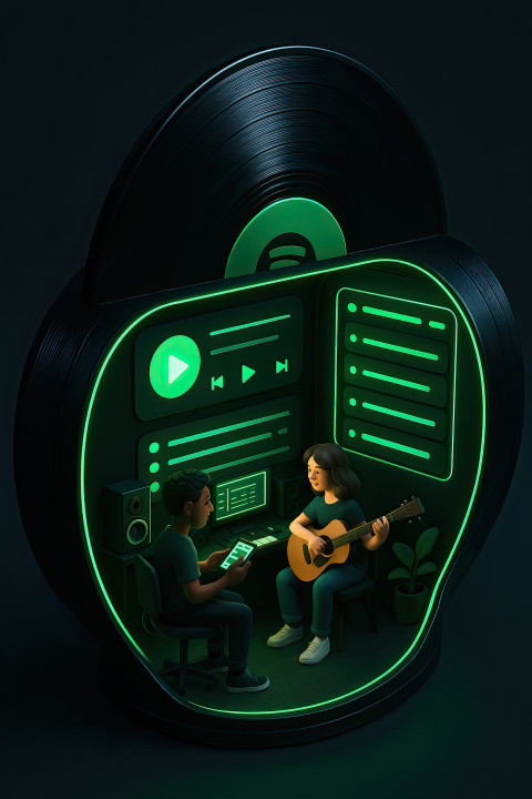 3D diorama vinyl record with cozy studio inside 3D diorama vinyl record with cozy studio inside