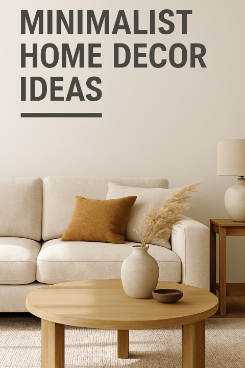 Minimalist living room in soft lighting with “Minimalist Home Decor Ideas” text in charcoal gray. Viral content Minimalist living room in soft lighting with “Minimalist Home Decor Ideas” text in charcoal gray. Viral content