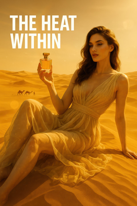 Glamorous oversized woman in flowing gown reclines on golden desert dune Glamorous oversized woman in flowing gown reclines on golden desert dune