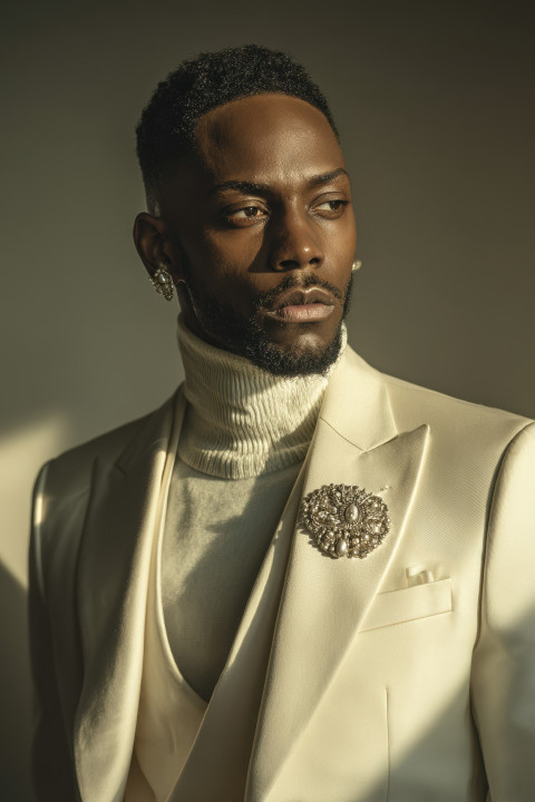 African-American man in cream suit