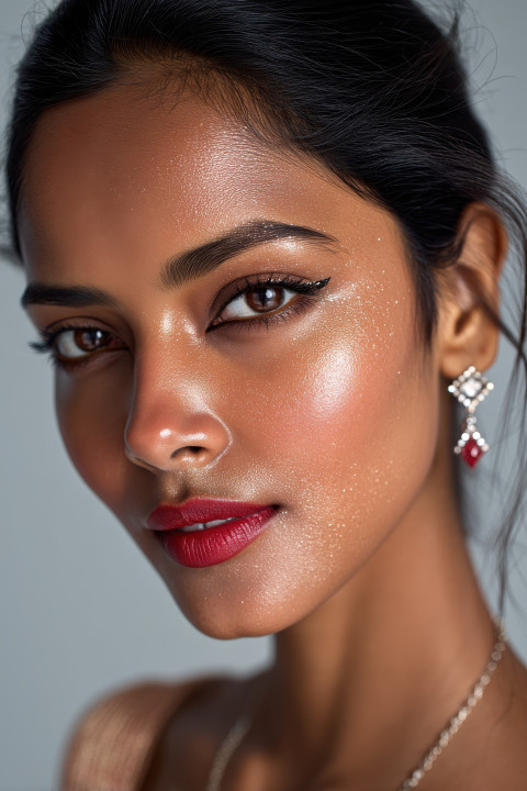 Indian woman with glitter eyeliner