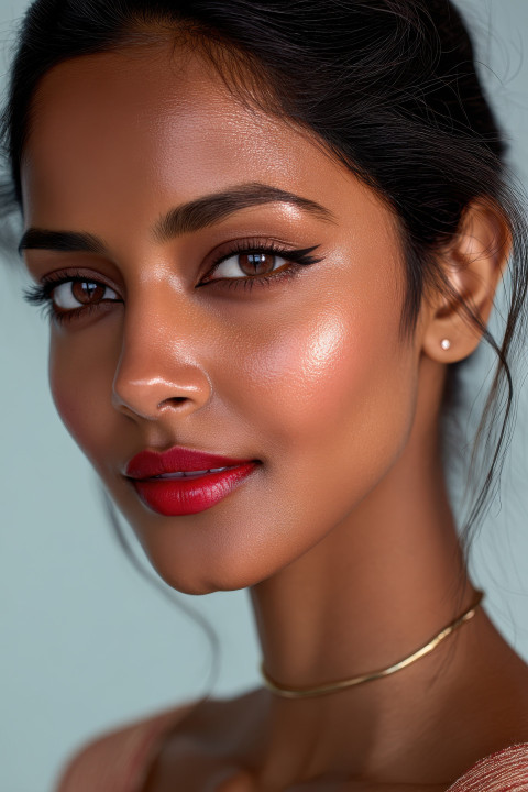 Indian woman gazing at camera