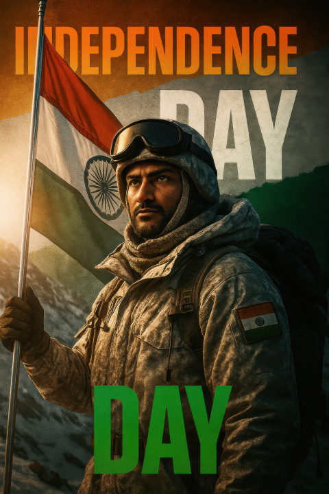 Rescue soldier in winter gear with tricolor patch and flag