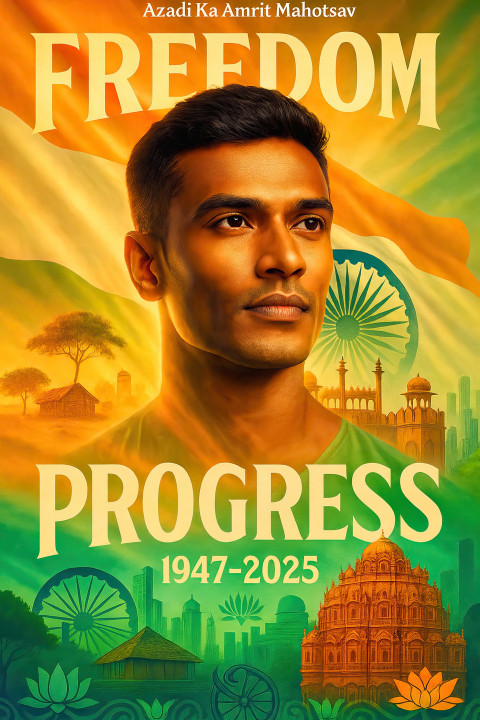 Calm Indian man with flag