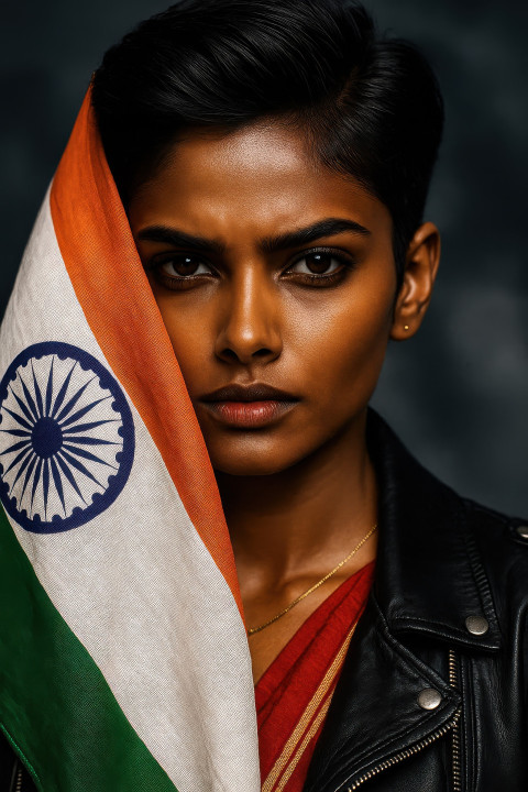 Modern Indian woman with pixie cut