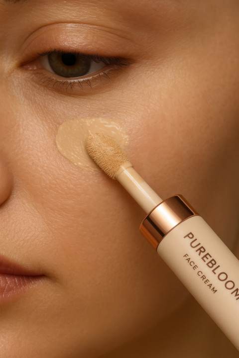 Concealer wand applying under eye makeup Concealer wand applying under eye makeup