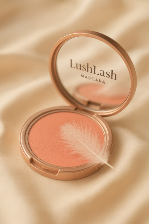 Soft blush compact touched by white feather Soft blush compact touched by white feather
