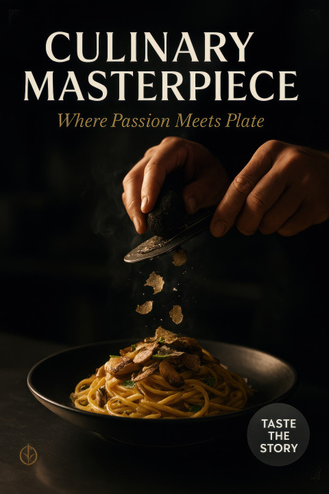 Luxury chef in action shaving fresh truffle over creamy pasta Luxury chef in action shaving fresh truffle over creamy pasta