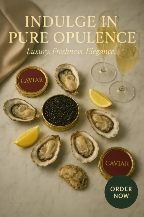 Caviar tins with oysters Caviar tins with oysters