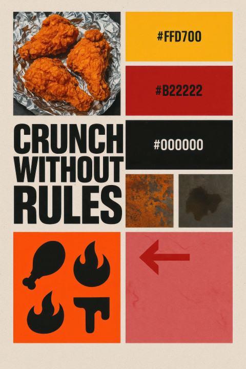 Crispy fried chicken with flame icons Crispy fried chicken with flame icons