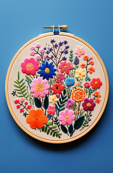 embroidered flowers in hoop merideur hoop