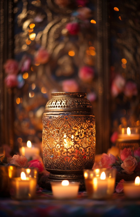 Candle with colorful flames