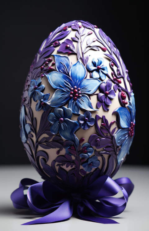 Explore easter egg decorating with this lovely egg featuring a red ribbon