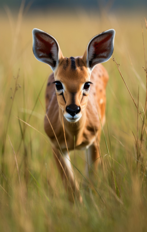 Graceful gazelle running through the grass