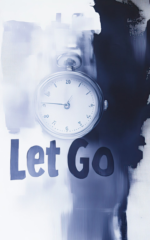 Word Let Go in large text with pocket watch behind Word Let Go in large text with pocket watch behind