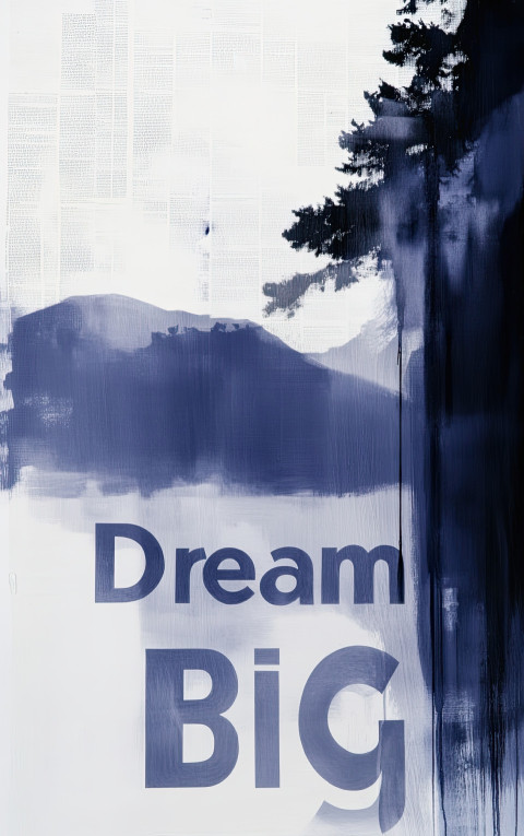 Words Dream Big with mountain range behind Words Dream Big with mountain range behind