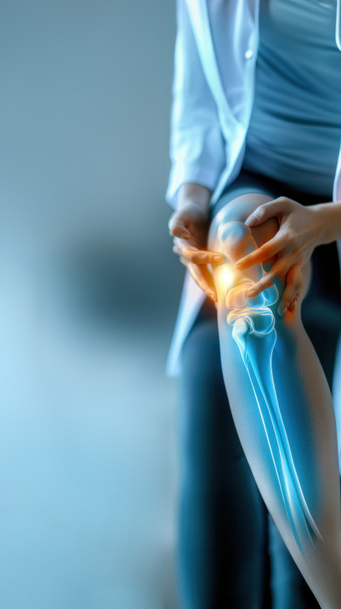 Asian woman holds the joint of her leg in pain illustrating healthcare and knee pain