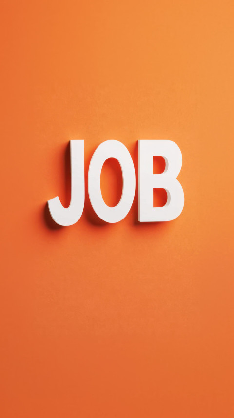 3D white paper text JOB on an orange background  jobless rates concept