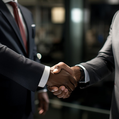 A photo of a men shaking hands in successful business agreement