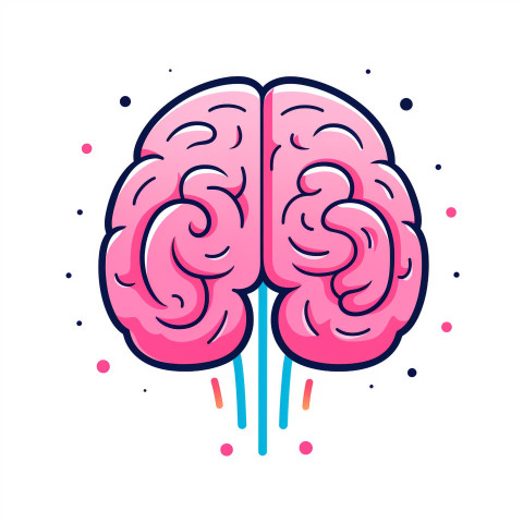 A Happy pink human brain colorful hand-drawn illustrations, huma