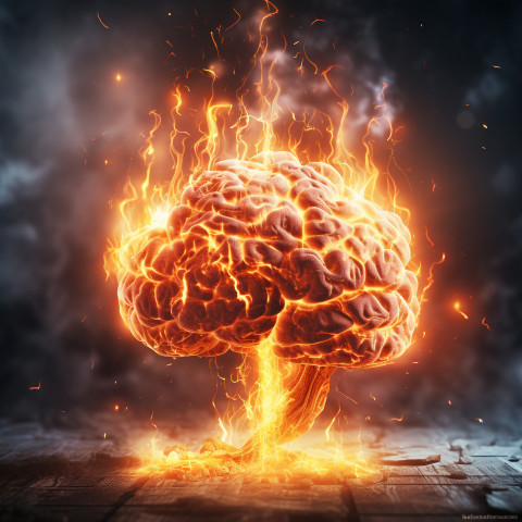 a brain on fire representing the power of the human mind., human