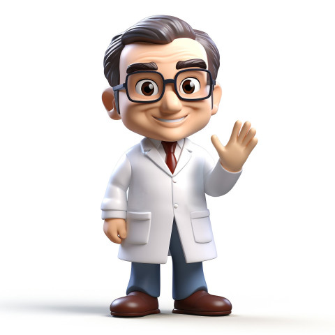 3d blender doctor medicine bobble head figure toy Graphic Art 3d illustration on white background, Health and Medical stock image