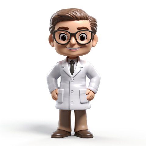 3d blender doctor medicine bobble head figure toy Graphic Art 3d illustration on white background, Health and Medical stock image