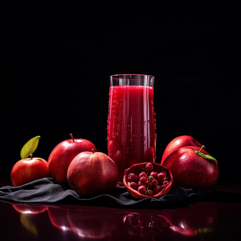 A photo of a Pomegranate juice, beverage advertisement photography inspiration