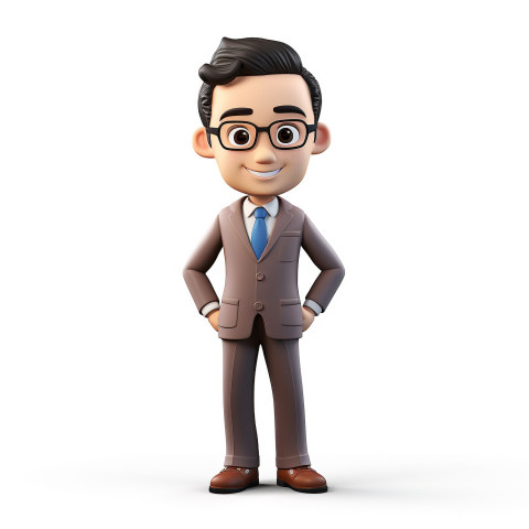 A photo of a businessman character style dress neatly, cartoon character and illustration