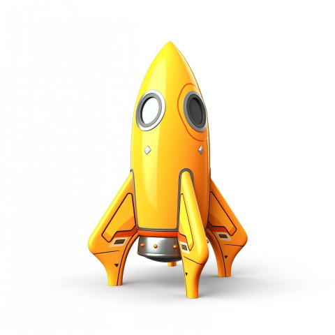 A photo of an abstract yellow rocket ship concept, finance stock photo