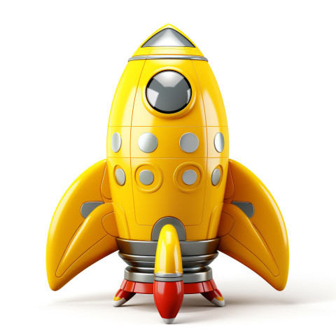 A photo of an abstract yellow rocket ship concept, finance stock photo