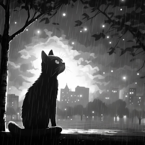 Cat Watching the Rain