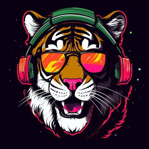 Partying Tiger in Neon