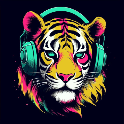 Hip Tiger in Headphones